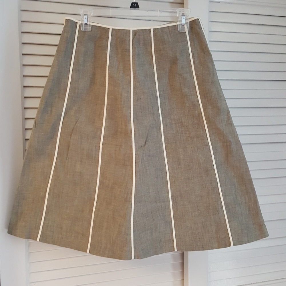 J.Crew Cotton Gray & Linen Color A Line Skirt Sz 6